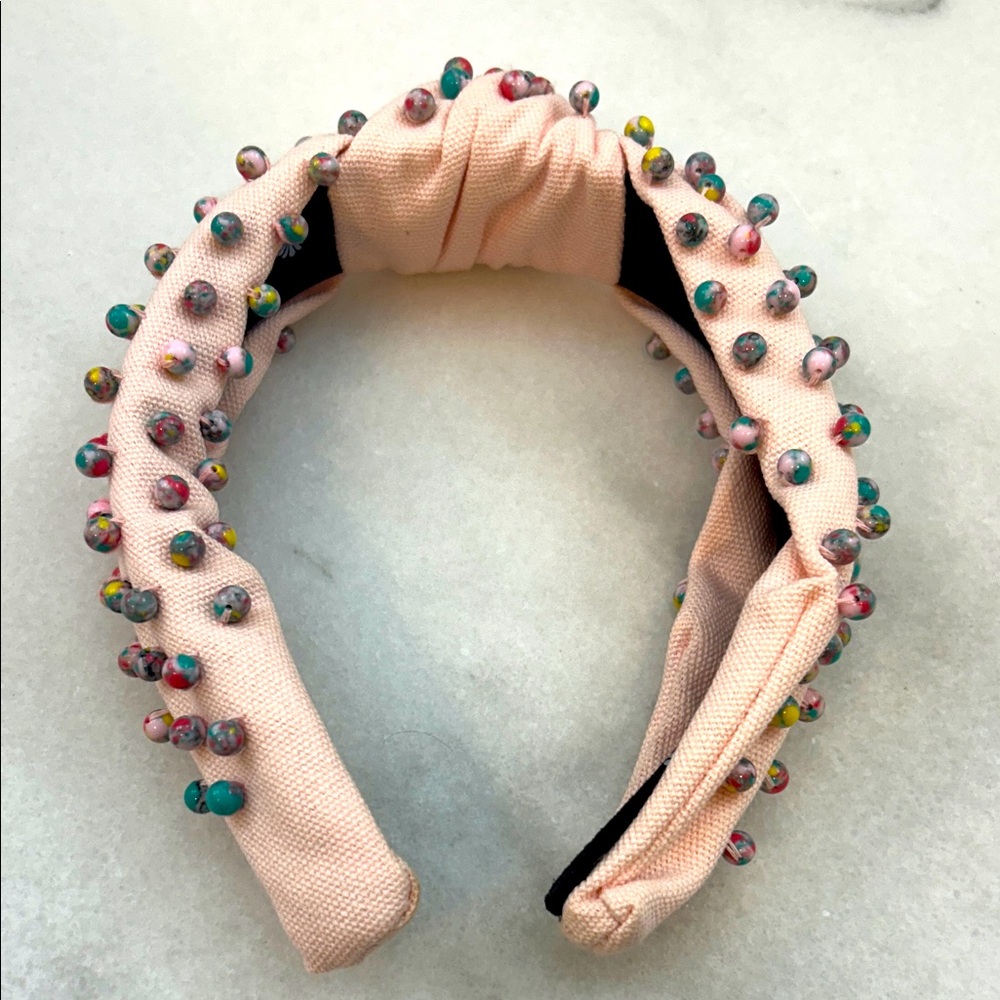 Lele Sadoughi Beaded Headband with multi colored beads